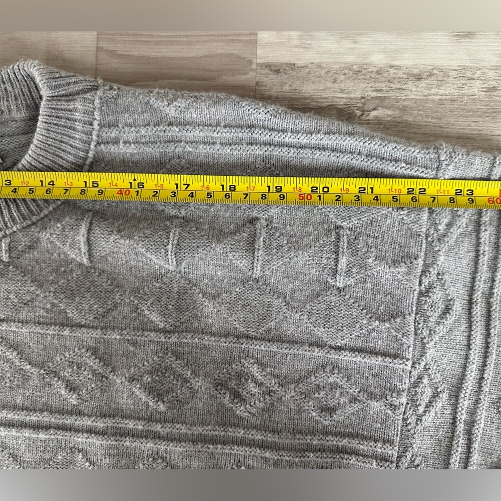Christian Dior Vintage Men’s Diamond Weave Gray Sweater - Made In USA | Size L - Picture 5 of 6